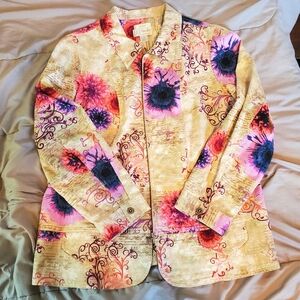 C.J. Banks Floral Zip Dress Formal Jacket Coat Blazer Size 1X Cristopher & Banks